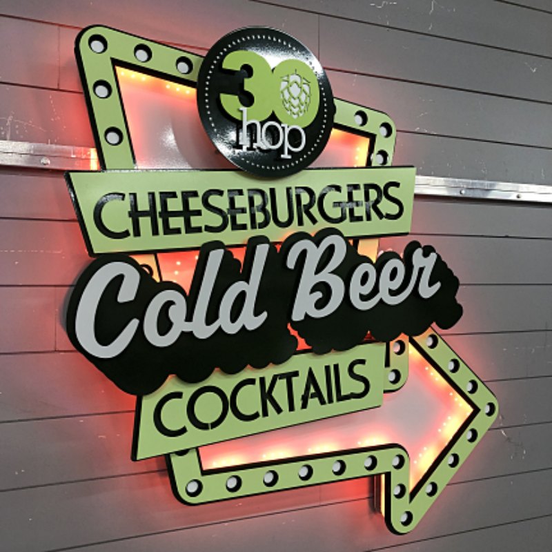 30 Hop lit custom restaurant sign