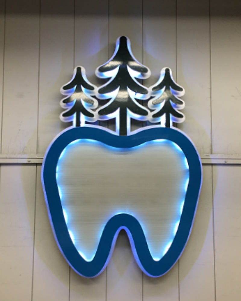 BH Dentures powder coating custom dental sign