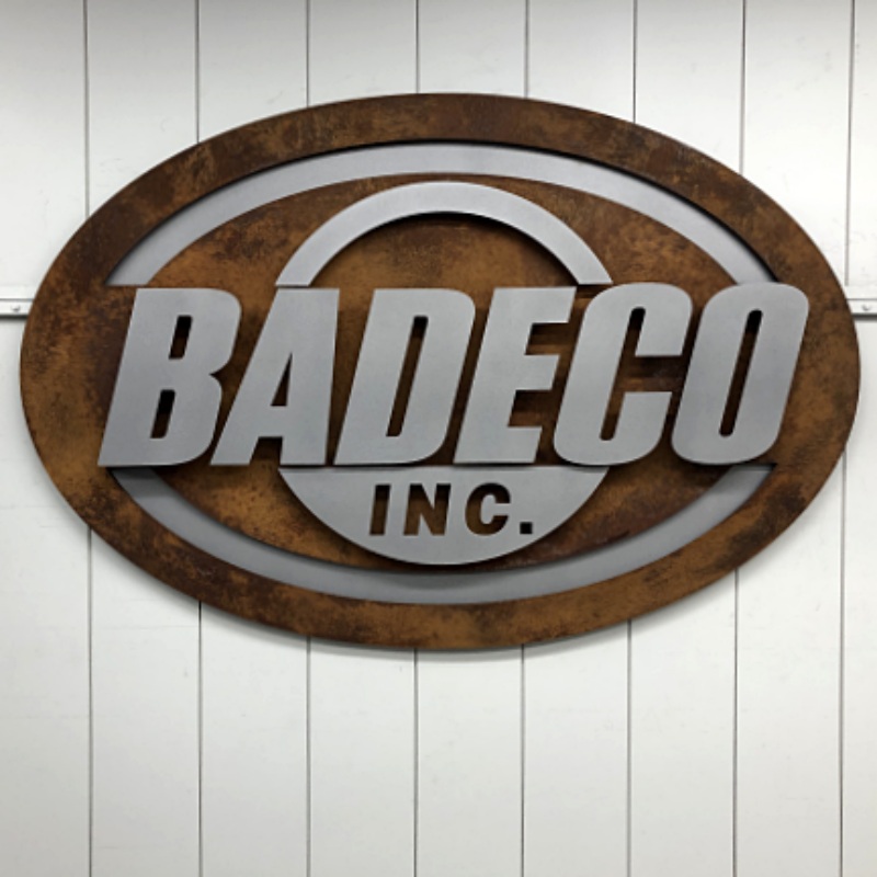 Badeco rust distressed steel sign