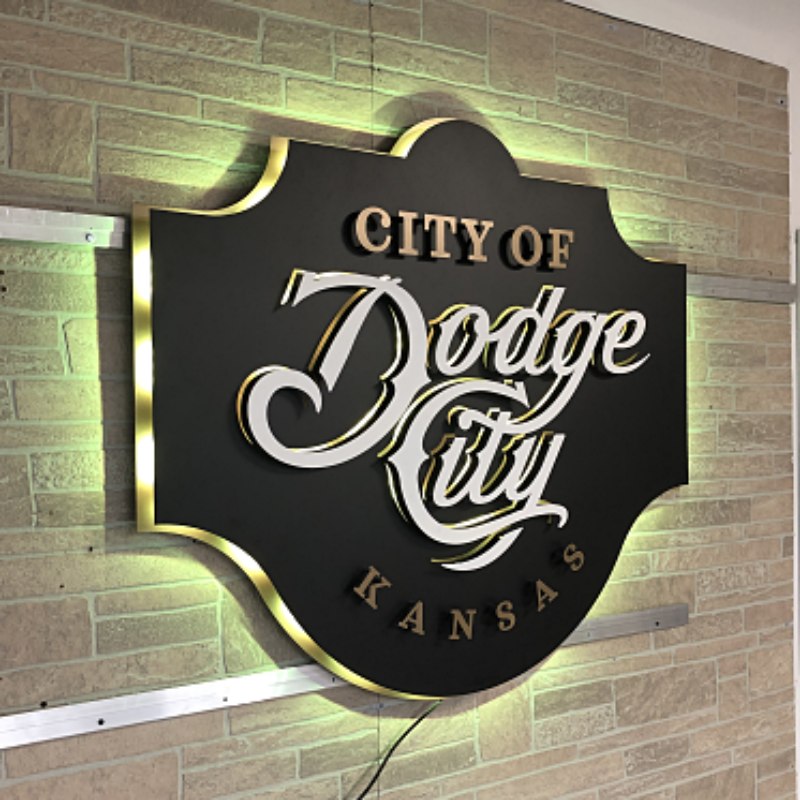 City of Dodge multi layer lit custom office sign