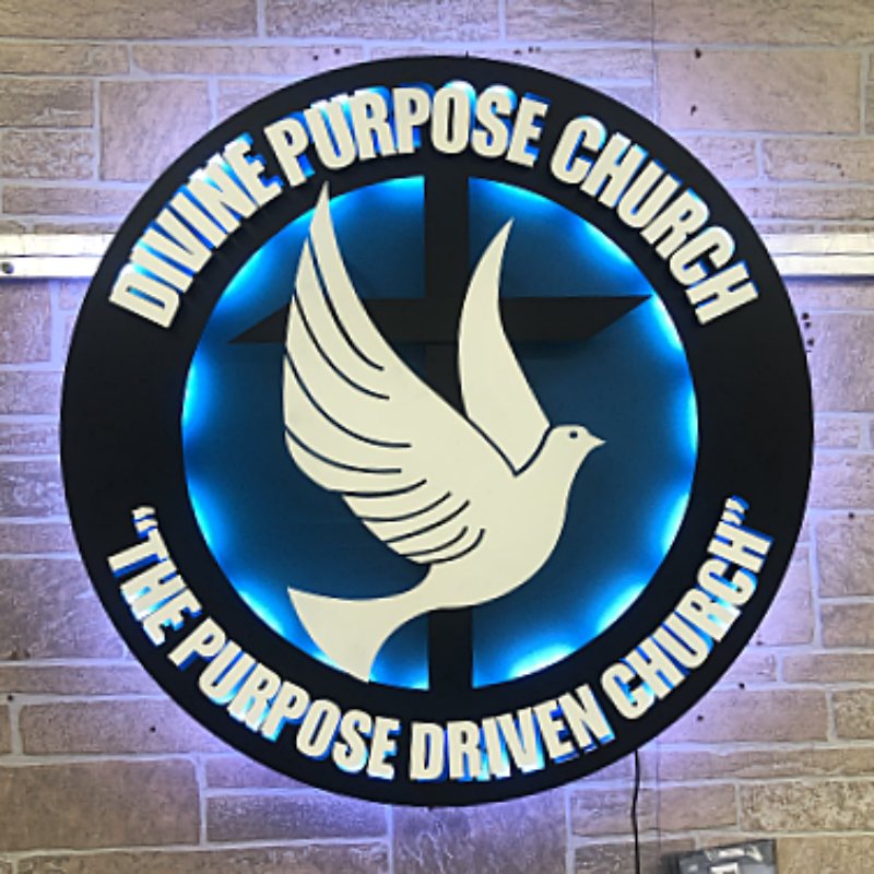 Divine Purpose Church multi layer lit custom church sign