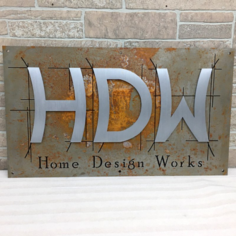 HDW custom distressed steel sign
