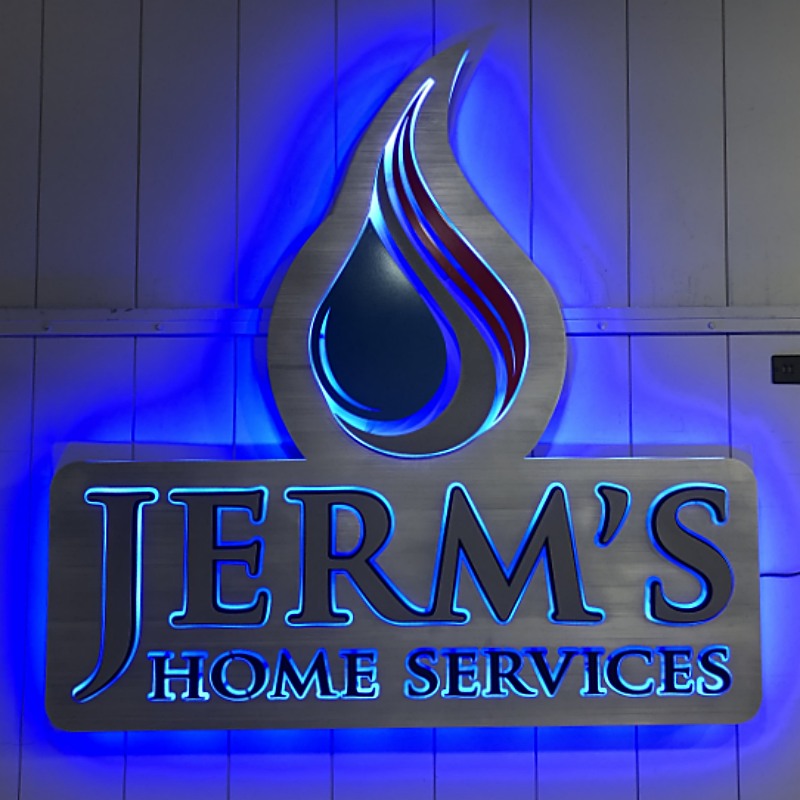 Jerm's Home Services multu layer brushed aluminum 3d sign