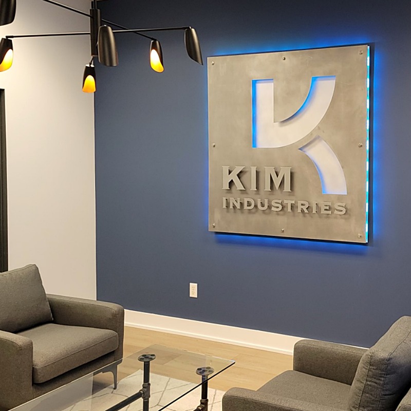 Kim Industries indoor custom metal sign