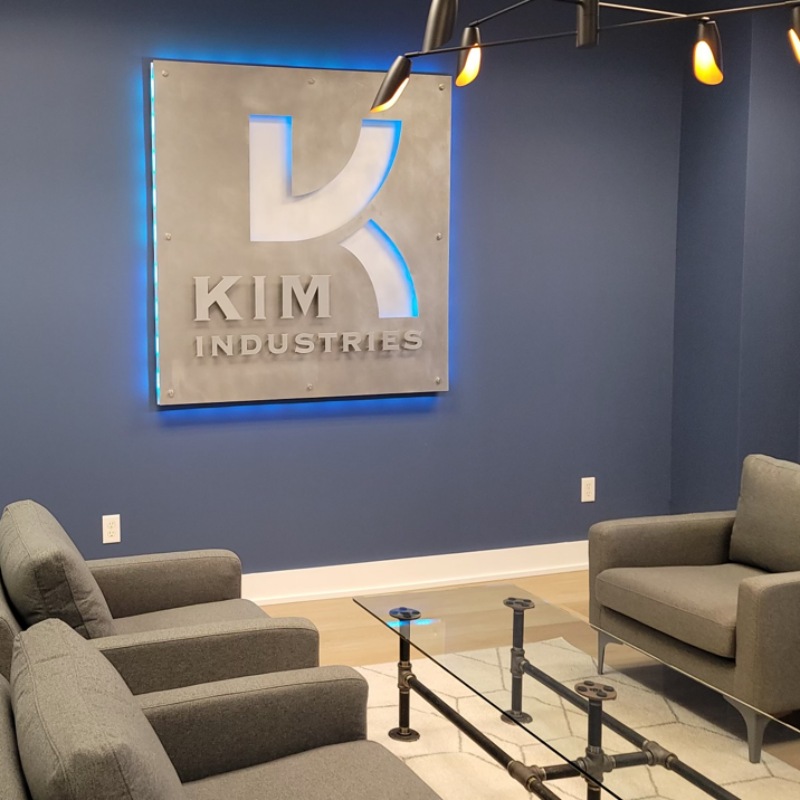 Kim Industries custom backlit lobby sign