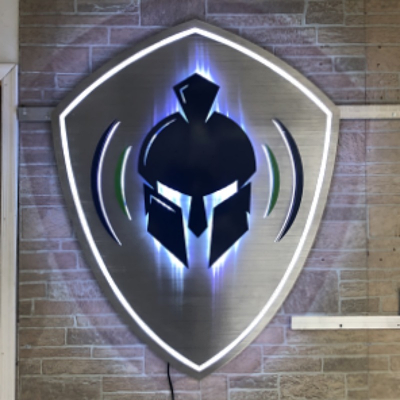 Luxe Wave Men's Clinic multi layer brushed aluminum powder coating lit office sign