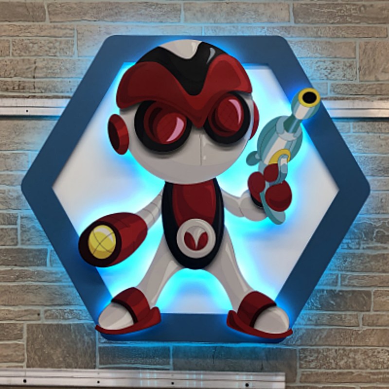 Makazu Co. multi layer vinyl print overlay lit 3D sign