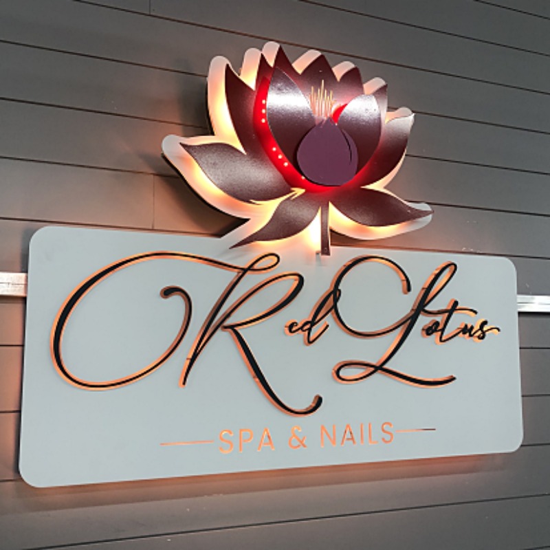 Red Lotus Spa and Nails multi layer 3d sign