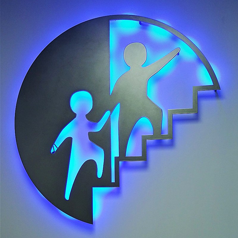 Step By Step backlit lobby sign