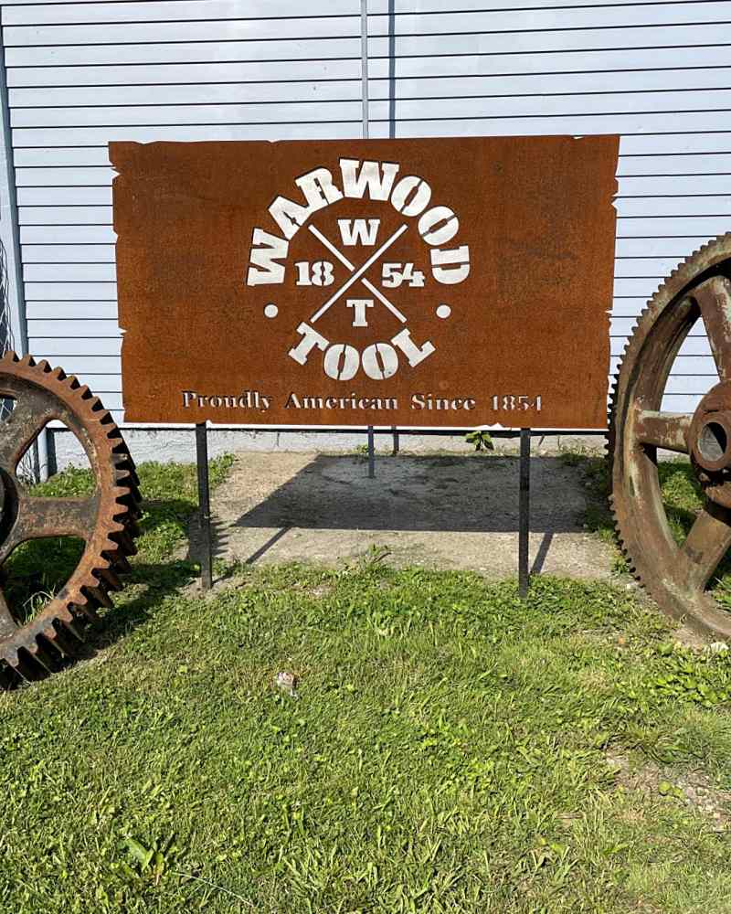 Warwood Tool custom rustic metal sign