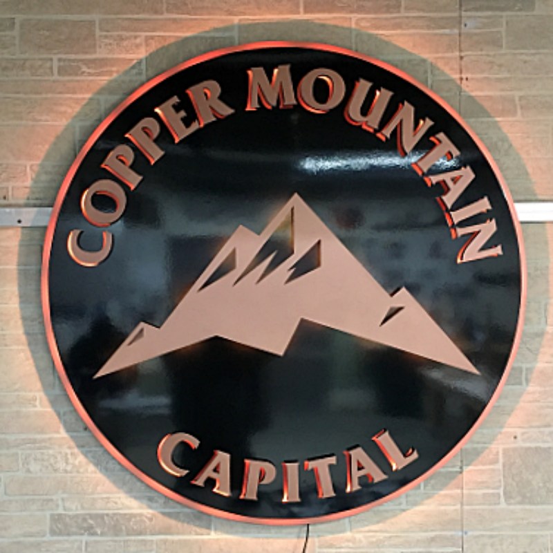 copper mountain lit custom copper sign