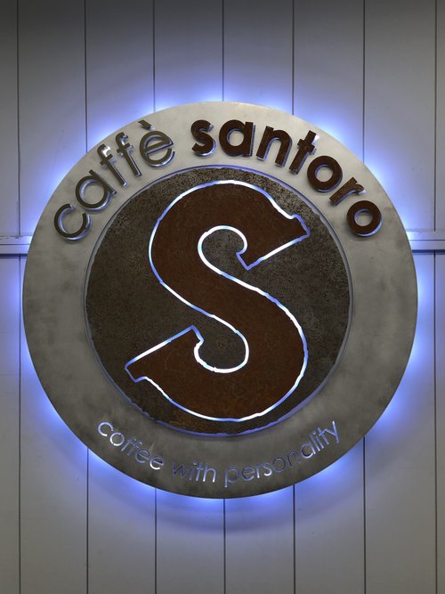 Caffe Santoro neon backlit sign