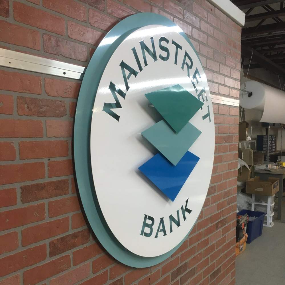 finished custom sign for the mainstreet bank