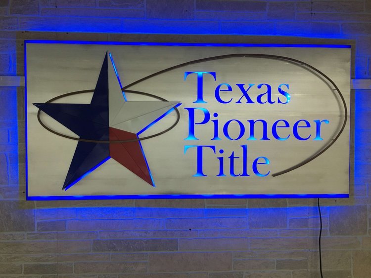 Brushed Aluminum Texas Pioneer Title