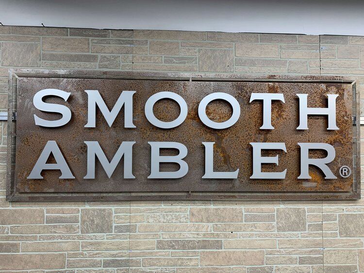 Distressed Steel Smooth Ambler sign