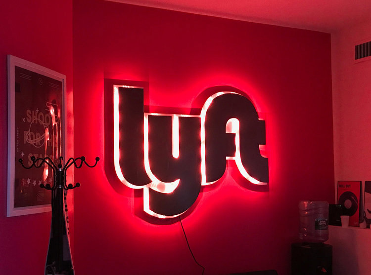 a custom sign for a Lyft driver in their home