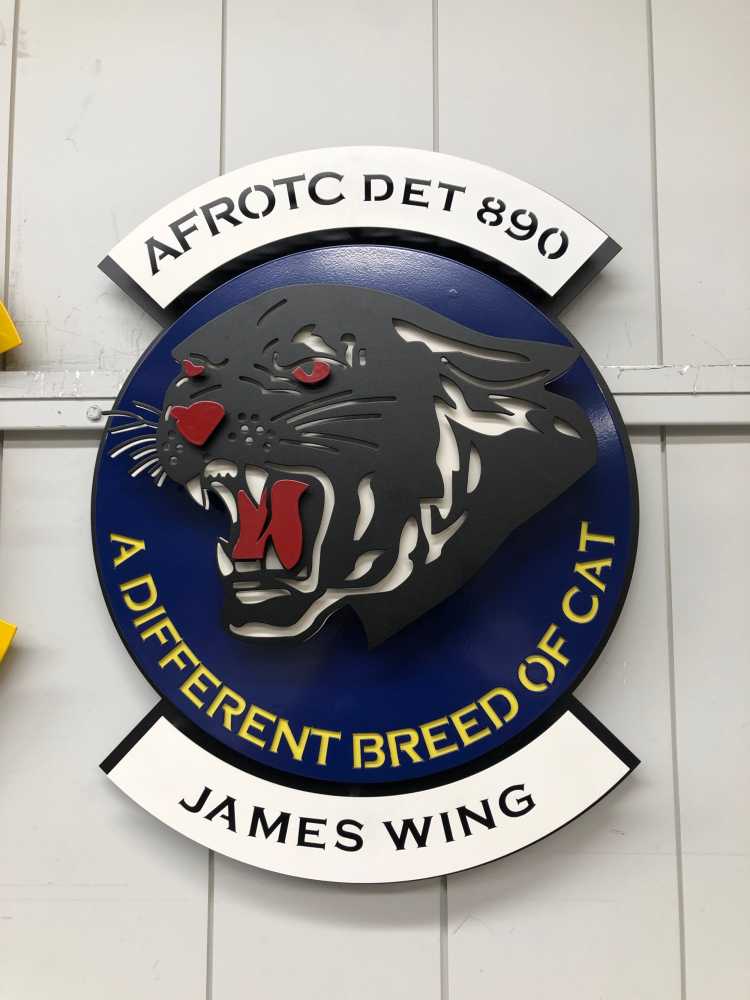 custom 3d sign for the afrotc det 890 for james wing with powder coating finish