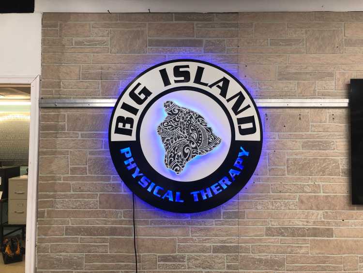 custom illuminated sign for the big island physical therapy