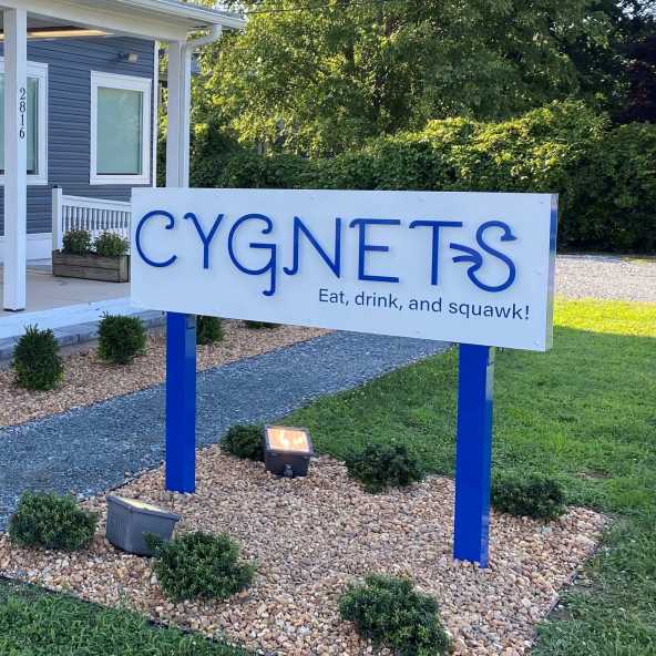 outdoor custom sign for the cygnets