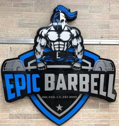 custom sign with power coating for the epic barbell gym in orland california