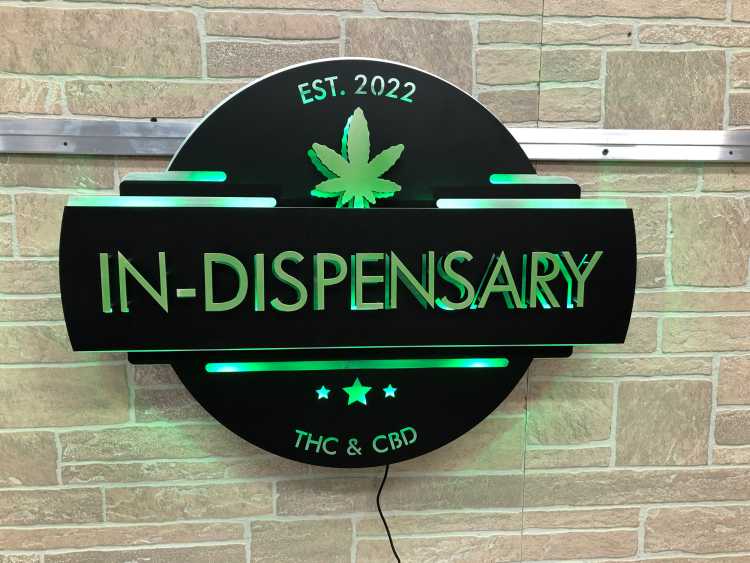 custom illuminated sign for the in dispensary location