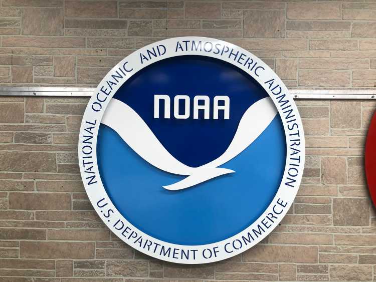 custom sign for the national oceanic and atmospheric administration in blue powder coating