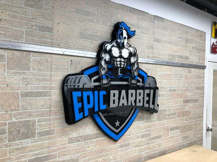 custom sign for the epic barbell company in oakland california