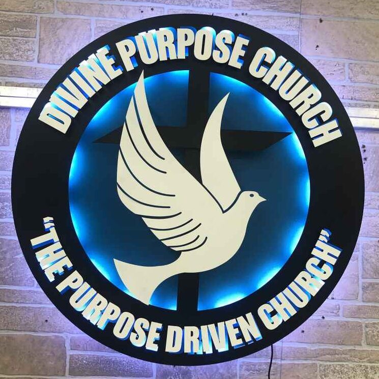 divine purpose church 3d signage