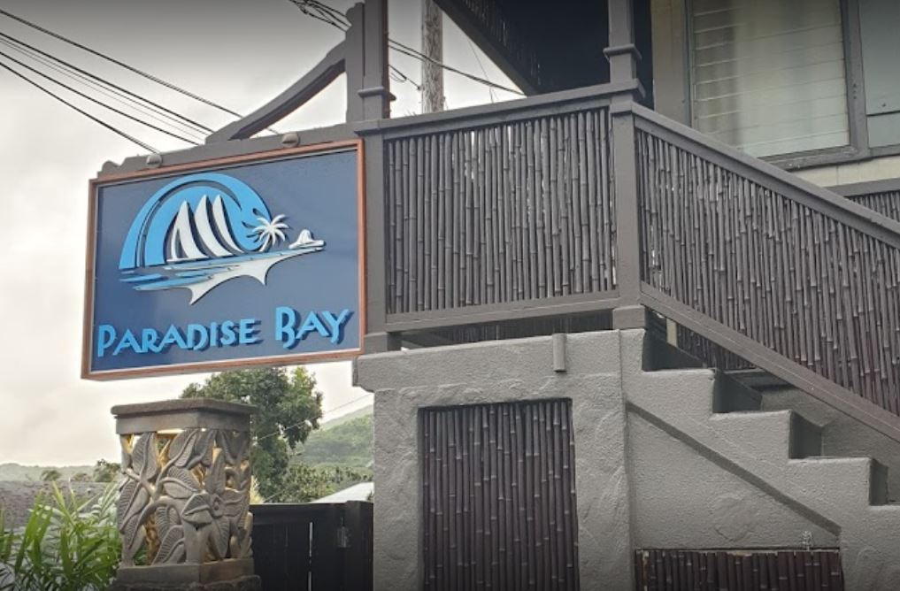 paradise bay sign in Oahu, HI