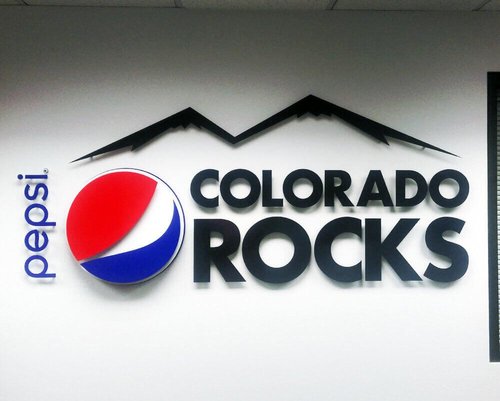 Pepsi and Colorado Rocks custom business fusion sign