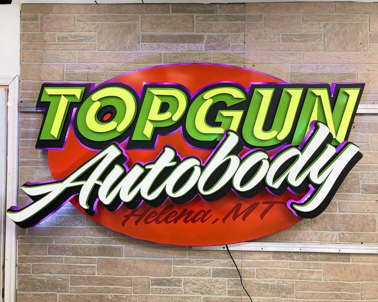 ShieldCo sign for TopGun Autobody in Helena, MT