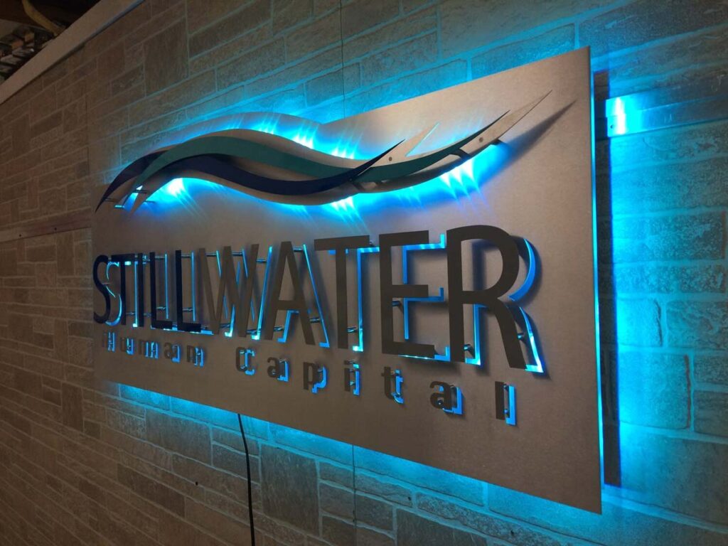 side profile of Stillwater Human Capital sign