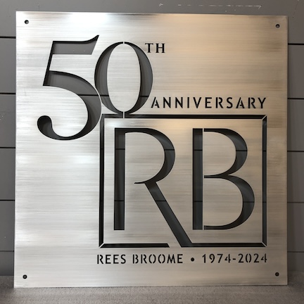 Rees Broome custom metal lobby sign