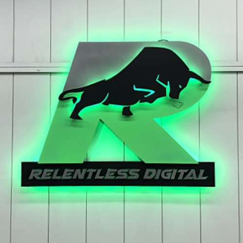 Relentless Digital multi layer lit office sign