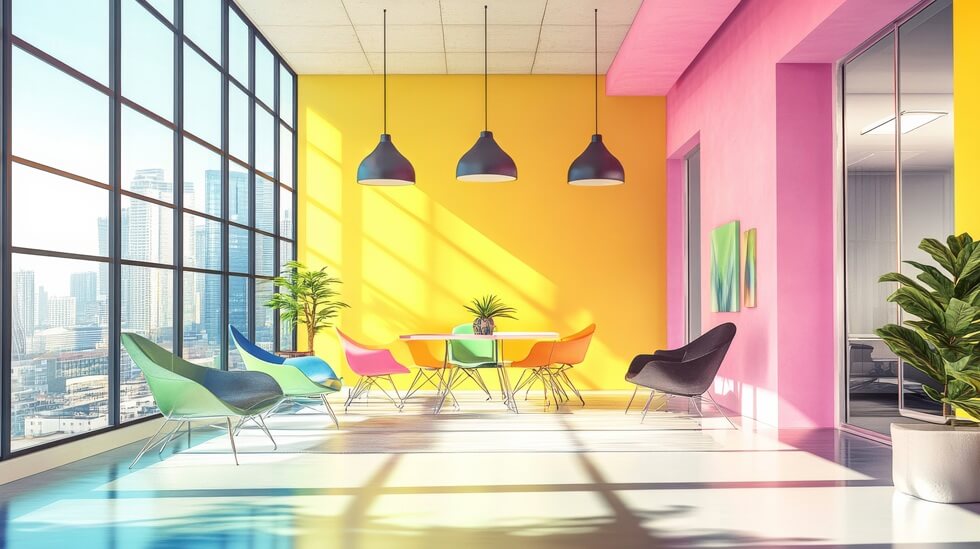 modern vibrant office space with bright lighting