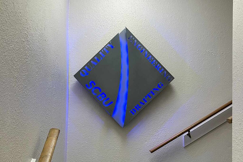Keller North America custom metal lobby sign