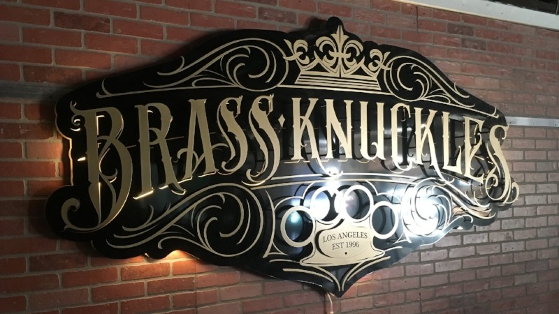 Large Metal Sign with Neon LED Backlighting