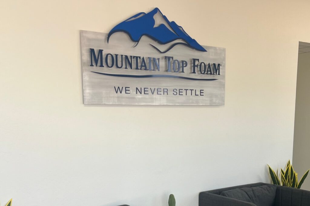 Mountain Top Foam custom lobby sign
