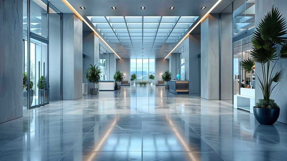 modern office building lobby