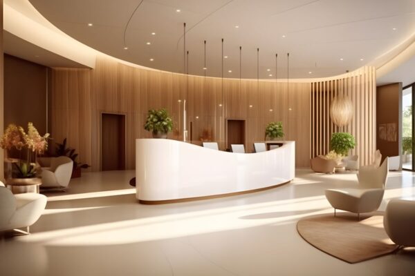 modern reception area lobby area interior design